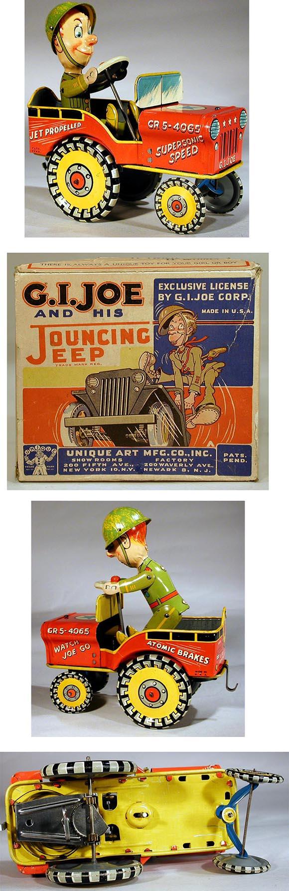 1946 Unique Art, G.I. Joe & His Jouncing Jeep in Original Box
